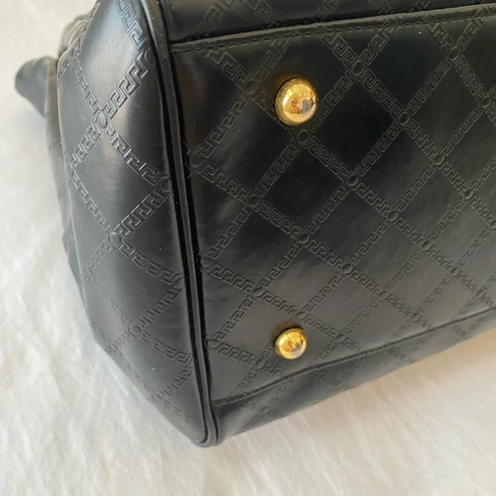 Gianni Versace Medusa quilted black leather Birkin-style Bag Travel Satchel - Picture 9 of 16